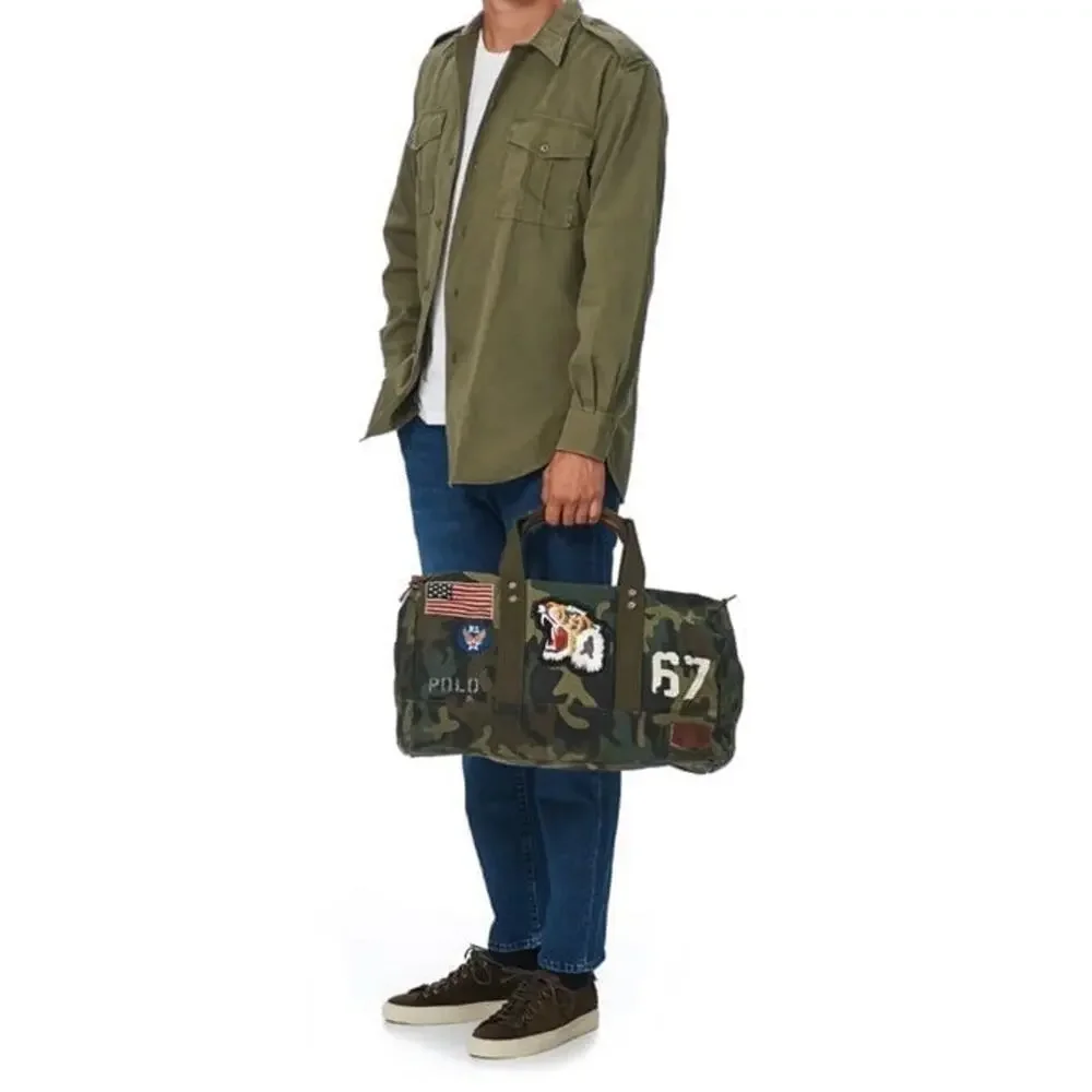 NWT❤️ Polo Ralph Lauren Patchwork Camo Canvas Duffel